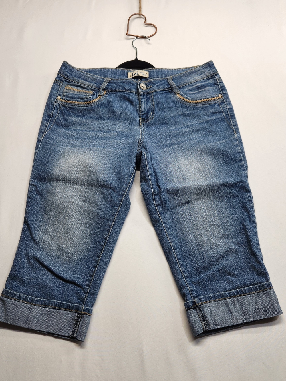 ⭐️L.E.I. Ciara Cuffed Denim Capri Jeans Mid Low Rise Junior 11 Women 6/8 Y2K